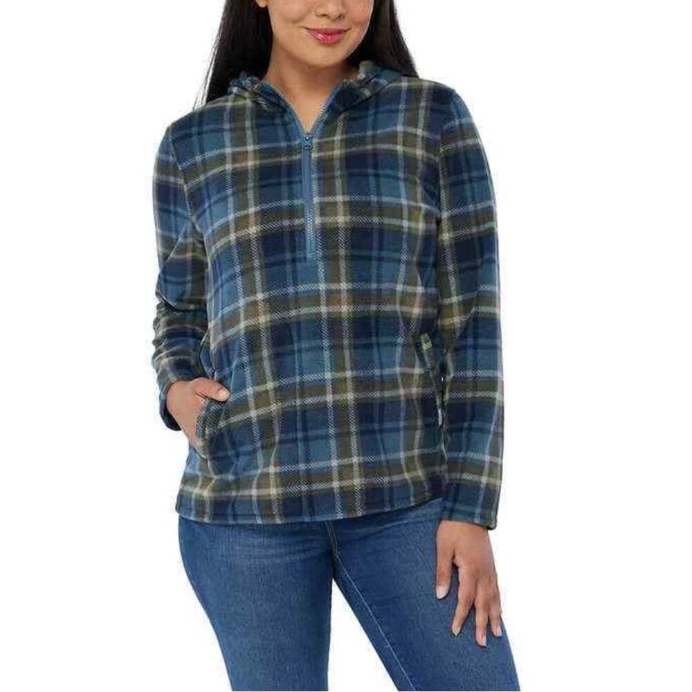 O’NEIL Ladies Julia Blue Plaid Hoodie in Size 2XL NWOT